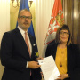 19 April 2018 National Assembly Speaker Maja Gojkovic and the Head of the EU Delegation to Serbia Sem Fabrizi
